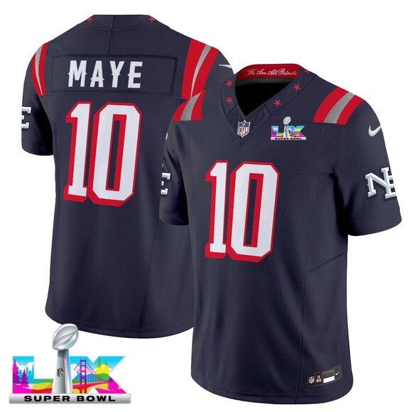 Mens or Youths Choose Drake Maye Super Bowl LX Navy Jersey Stitched Vapor